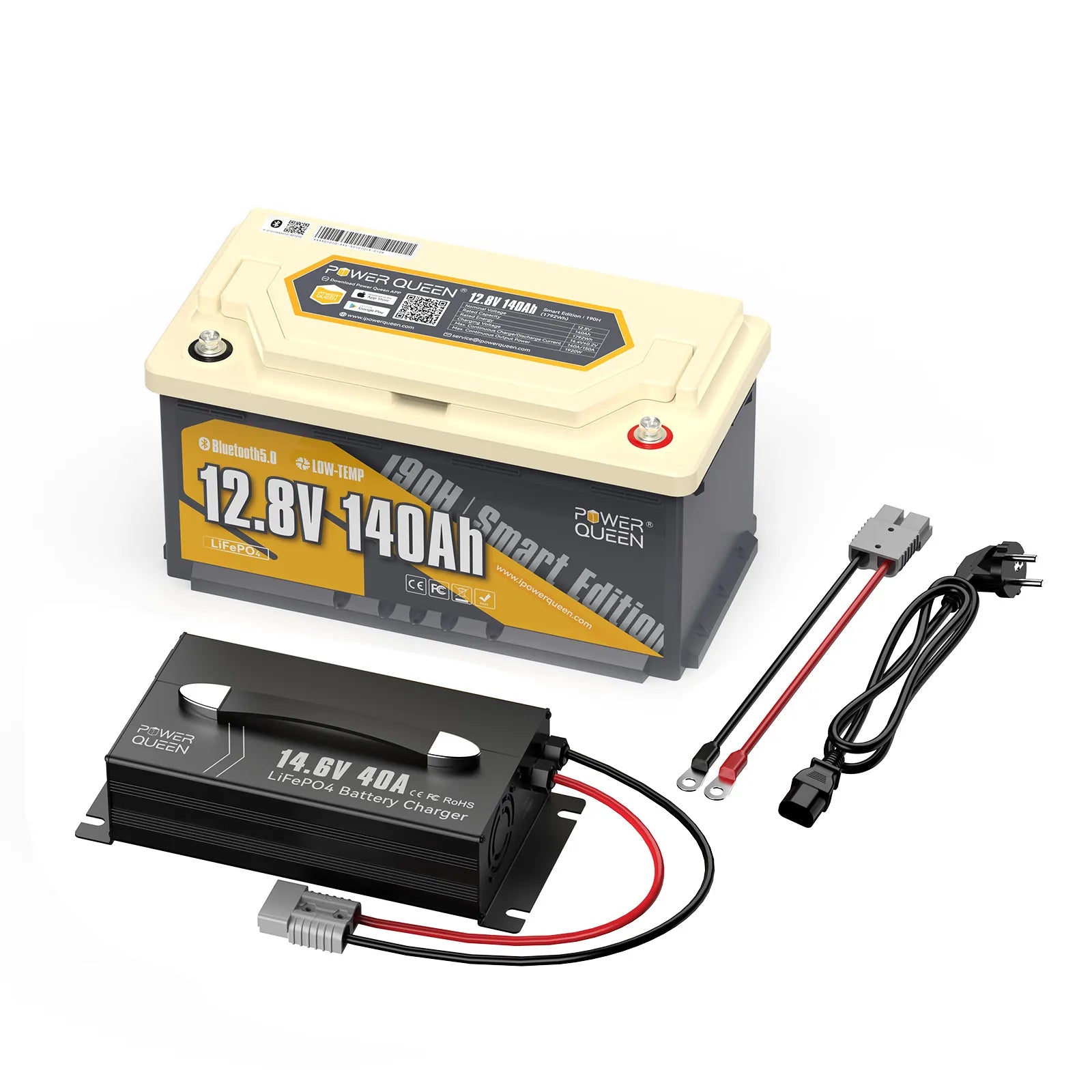 Power Queen 12V 140Ah 190H Smart Wohnmobil Lithium Batterie mit Bluetooth