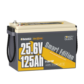 Power Queen 24V 125Ah Smart LiFePO4 Bootsbatterie mit Selbstheizung