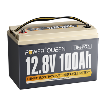 Power Queen 12V 100Ah LiFePO4 Batterie, Eingebautes 100A BMS
