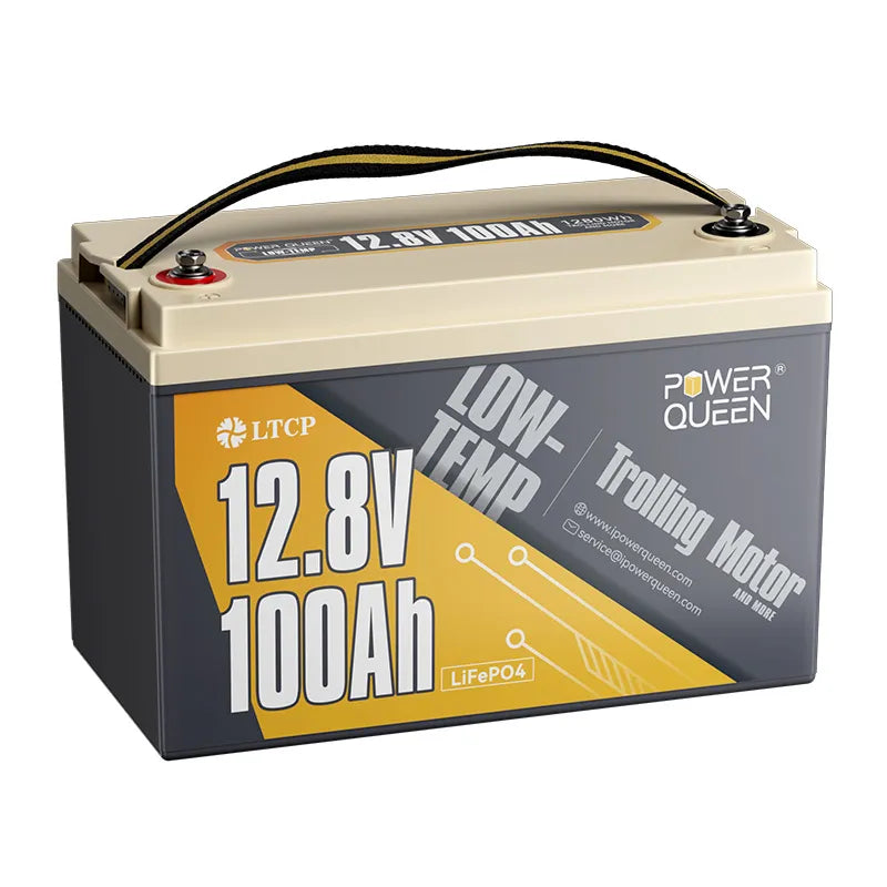 Power Queen LiFePO4 12V 100Ah Niedertemperatur Elektromotor Batterie