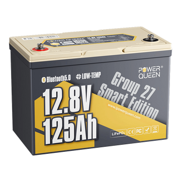Power Queen 12V 125Ah Group 27 Smart LiFePO4 Versorgungsbatterie