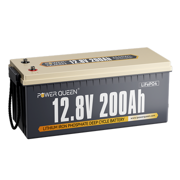 Power Queen 12V 200Ah LiFePO4 Batterie, Eingebautes 100A BMS