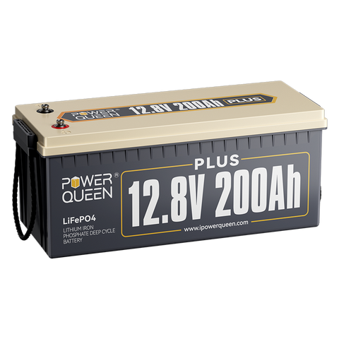 Power Queen 12V 200Ah Plus LiFePO4 Batterie, Eingebautes 200A BMS
