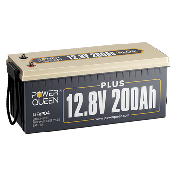 Power Queen 12V 200Ah Plus LiFePO4 Batterie, Eingebautes 200A BMS