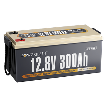 Power Queen 12V 300Ah LiFePO4 Batterie, Integriertes 200A BMS