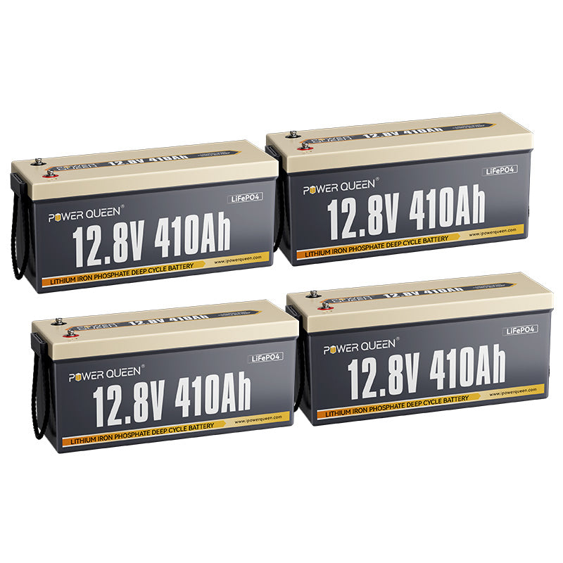 Power Queen 12V 410Ah LiFePO4 Batterie, Eingebautes 250A BMS