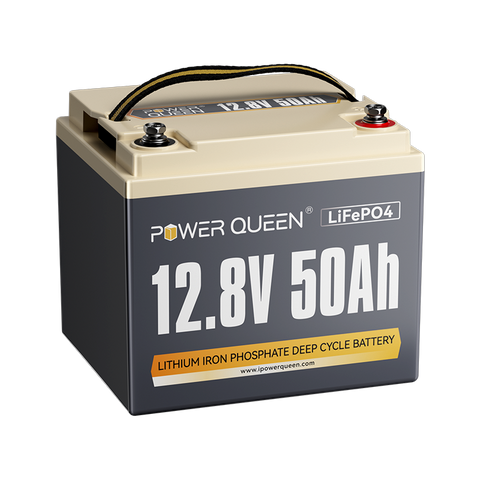 Power Queen 12V 50Ah LiFePO4 Batterie, Eingebautes 50A BMS