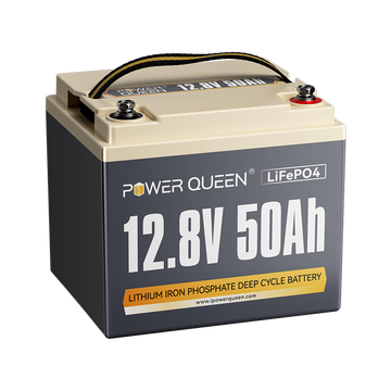 Power Queen 12V 50Ah LiFePO4 Batterie, Eingebautes 50A BMS
