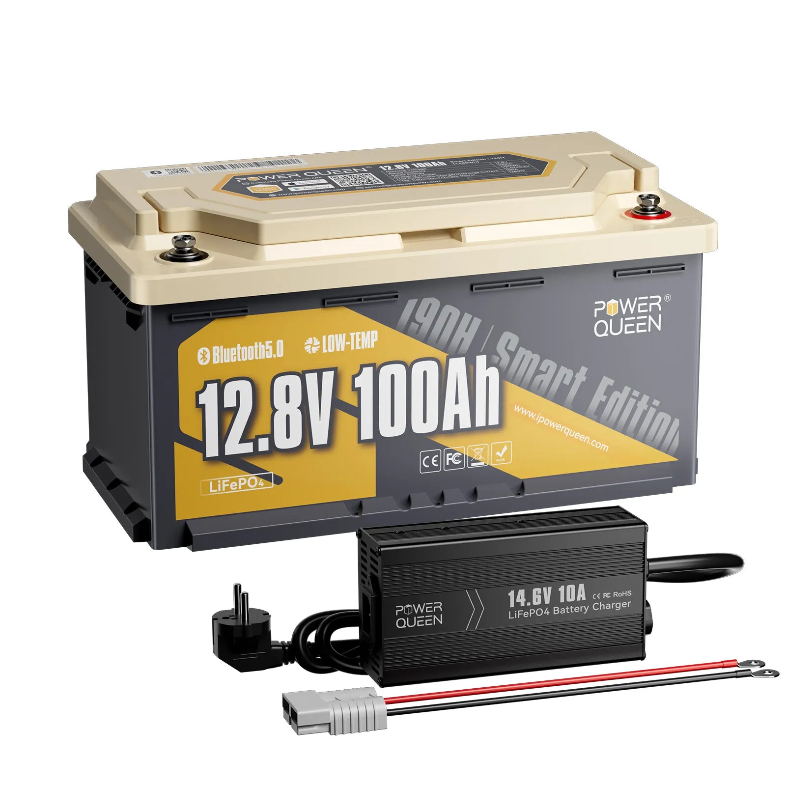 Power Queen LiFePO4 12V 100Ah 190H Smart Wohnmobil Batterie