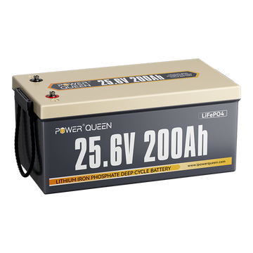 Power Queen 24V 200Ah LiFePO4 Batterie, Eingebautes 200A BMS