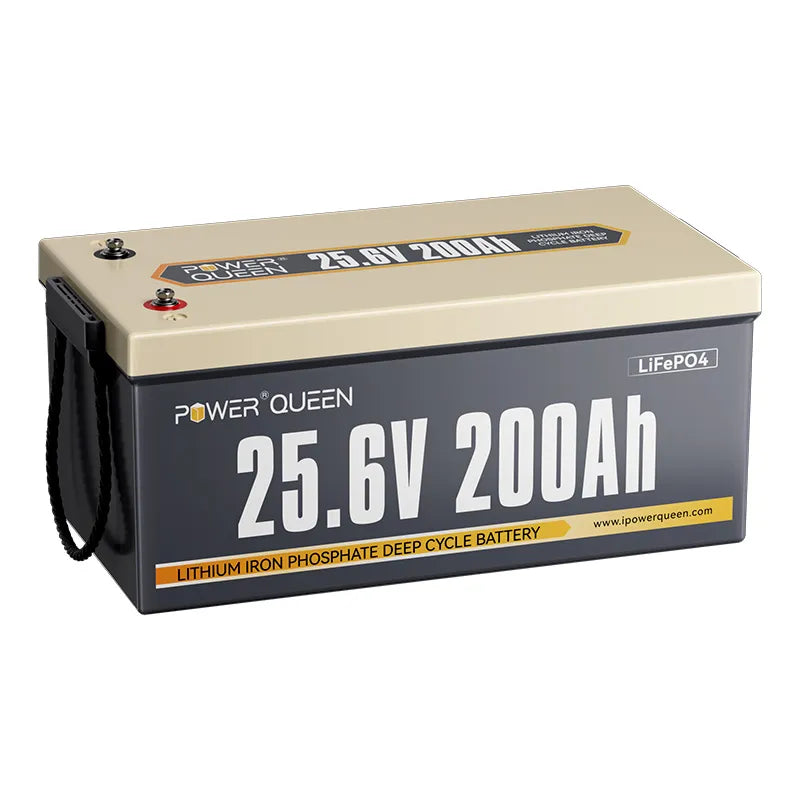 Power Queen 24V 200Ah LiFePO4 Batterie, Eingebautes 200A BMS