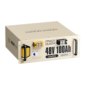 Power Queen 48V 100Ah 4HE Serverrack LiFePO4 Batterie, Integriertes 100A BMS