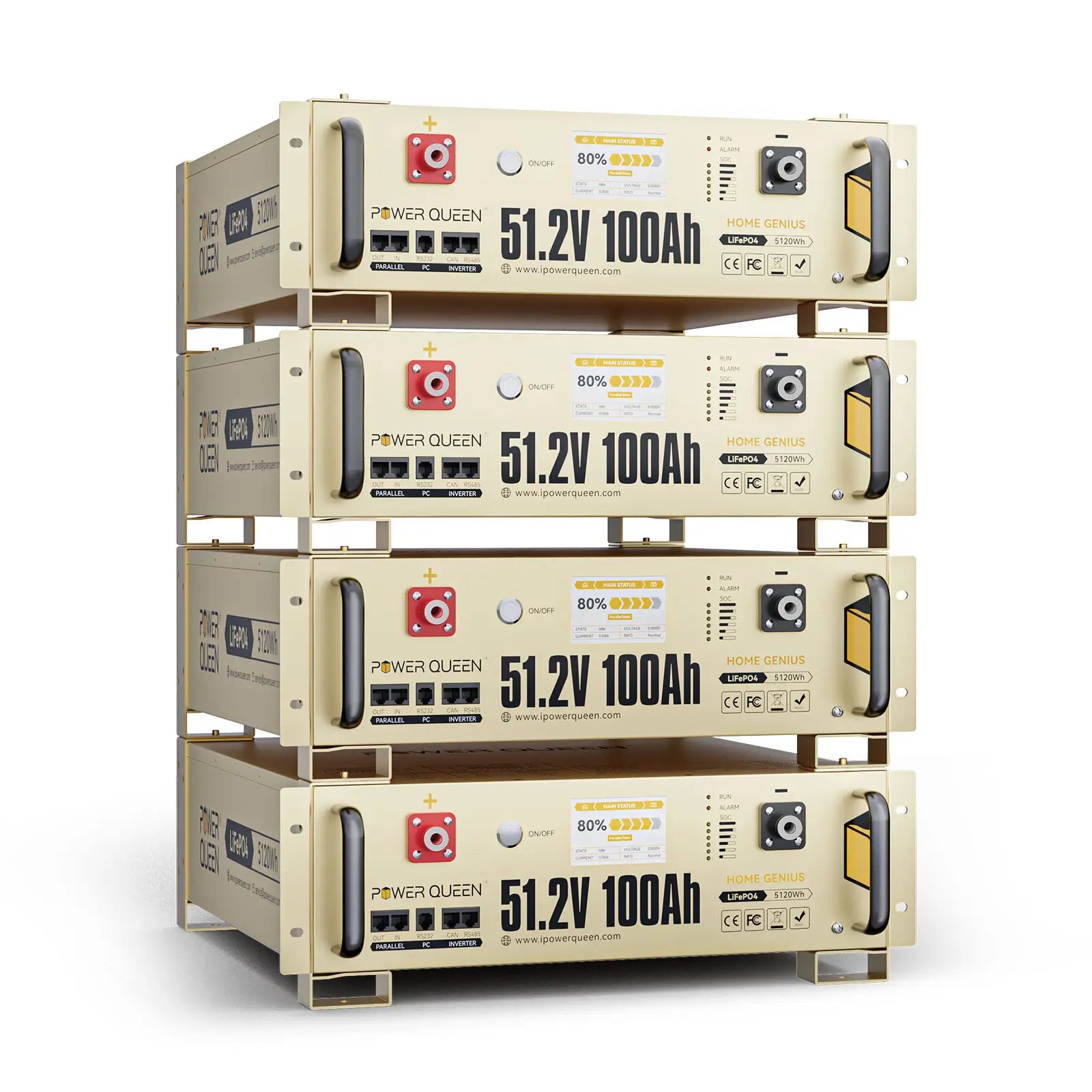 Power Queen LiFePO4 51,2V 100Ah Smart 3HE Serverrack Solarbatterie