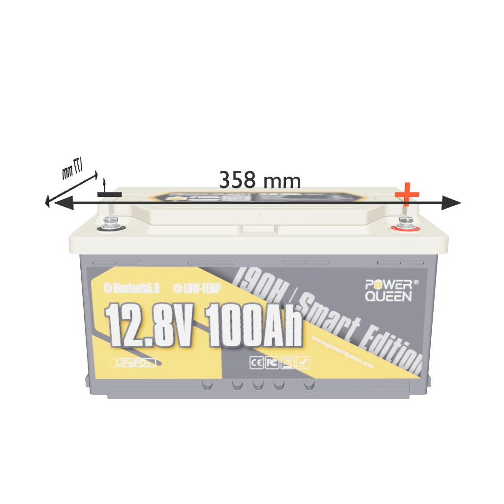 Power Queen LiFePO4 12V 100Ah 190H Smart Wohnmobil Batterie