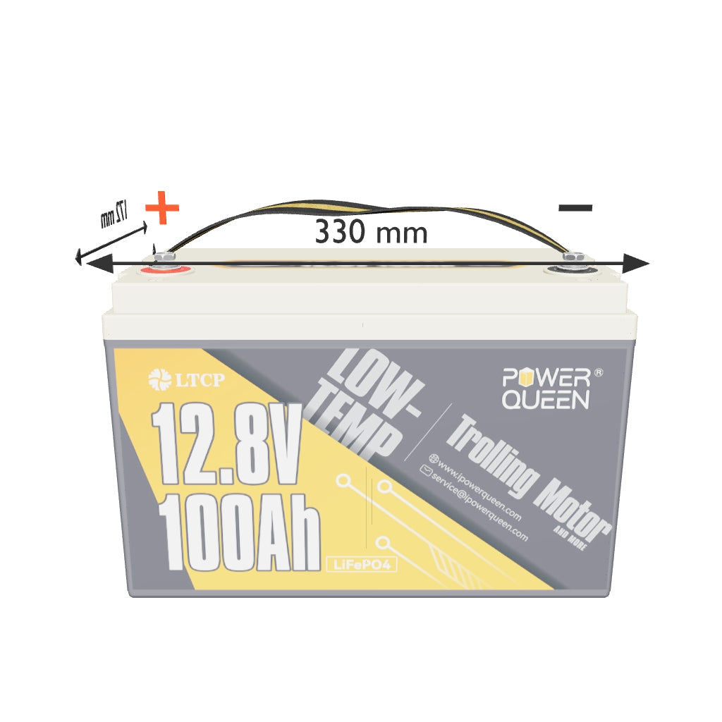 Power Queen LiFePO4 12V 100Ah Niedertemperatur Elektromotor Batterie