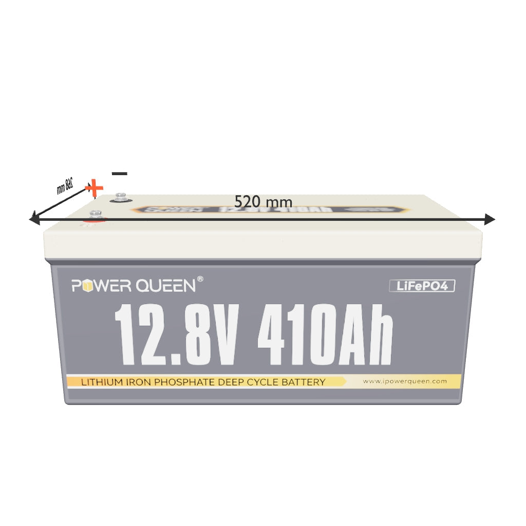 Power Queen 12V 410Ah LiFePO4 Batterie, Eingebautes 250A BMS