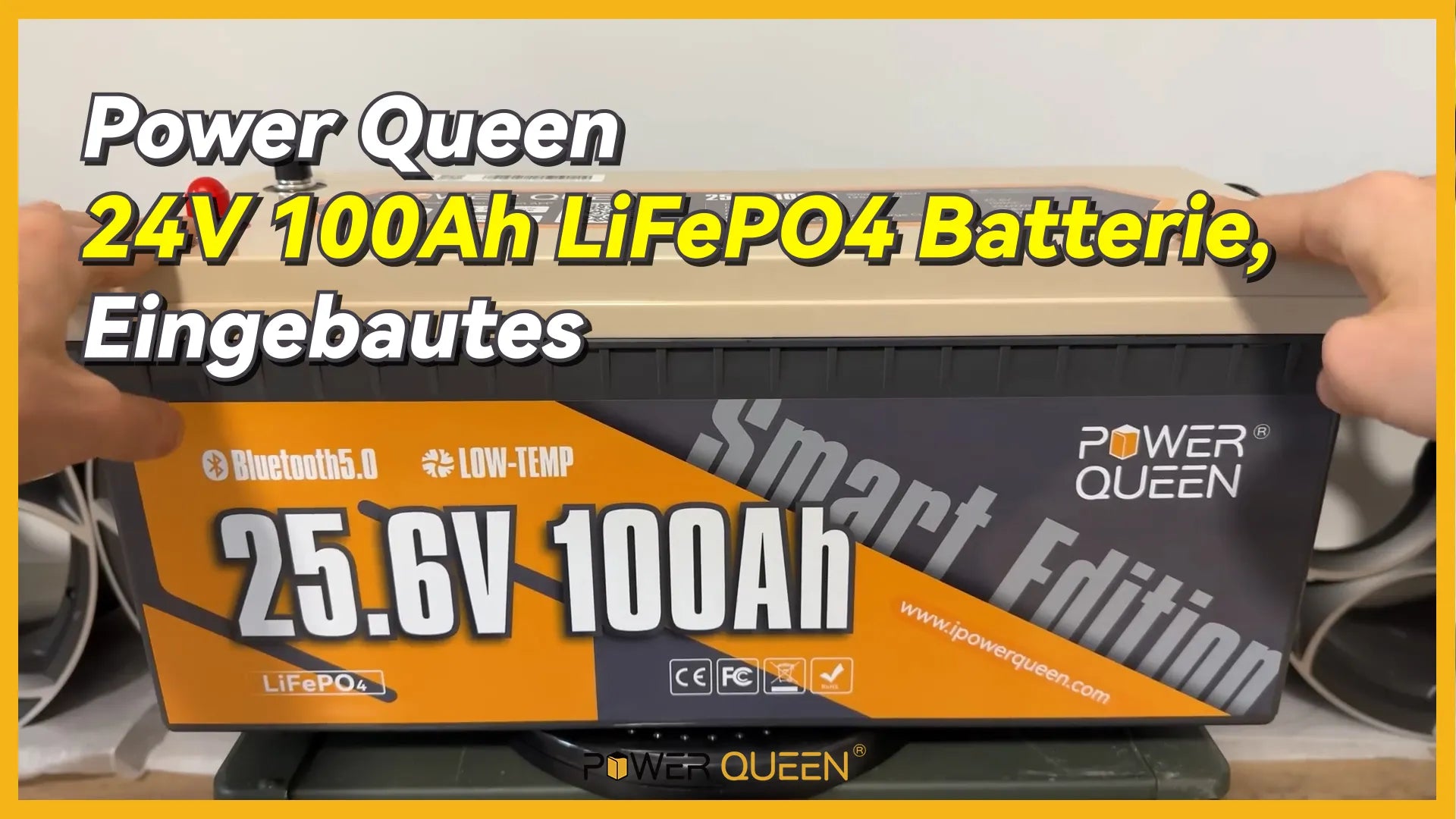 Power Queen LiFePO4 24V 100Ah Smart Solarbatterie mit Bluetooth