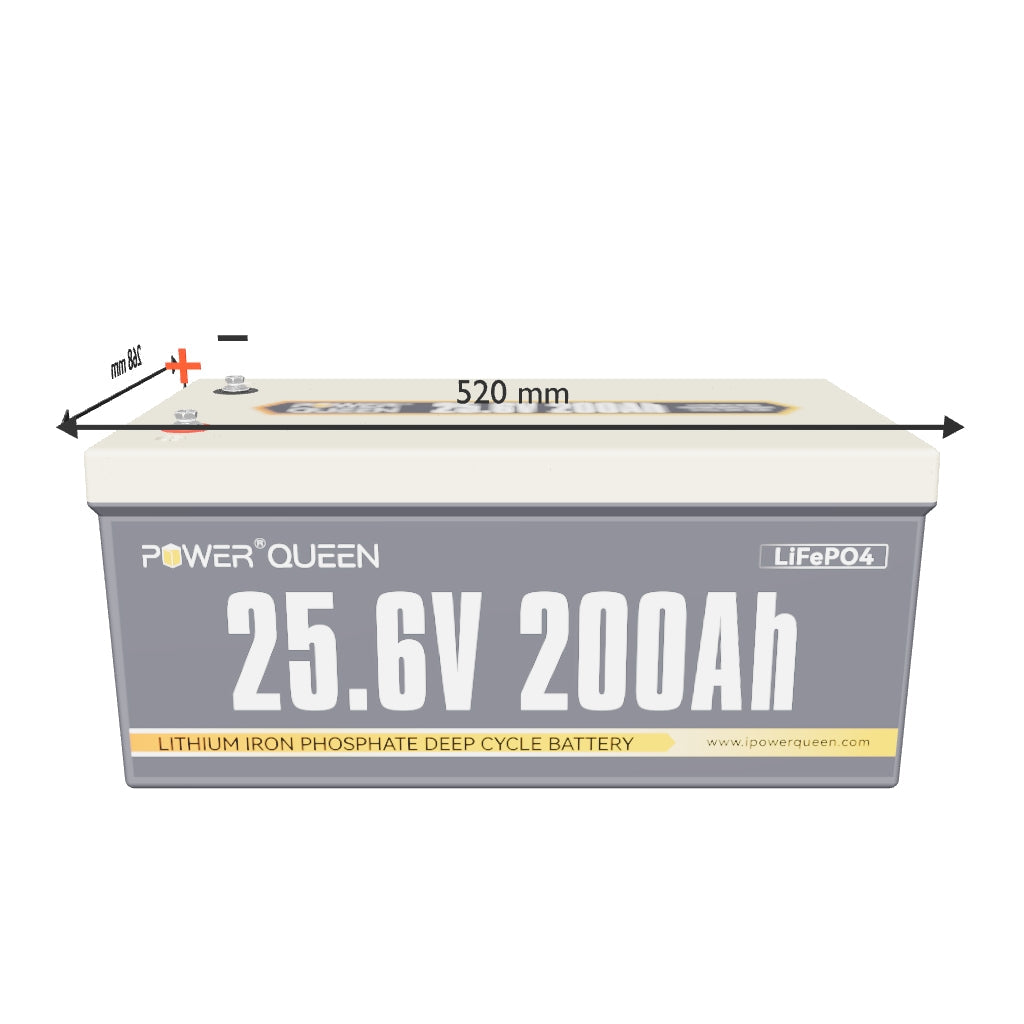 Power Queen 24V 200Ah LiFePO4 Batterie, Eingebautes 200A BMS