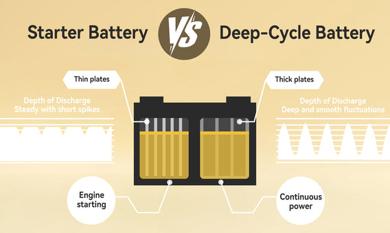 Unterschied beim Marine-Tiefzyklus und der Startbatterie