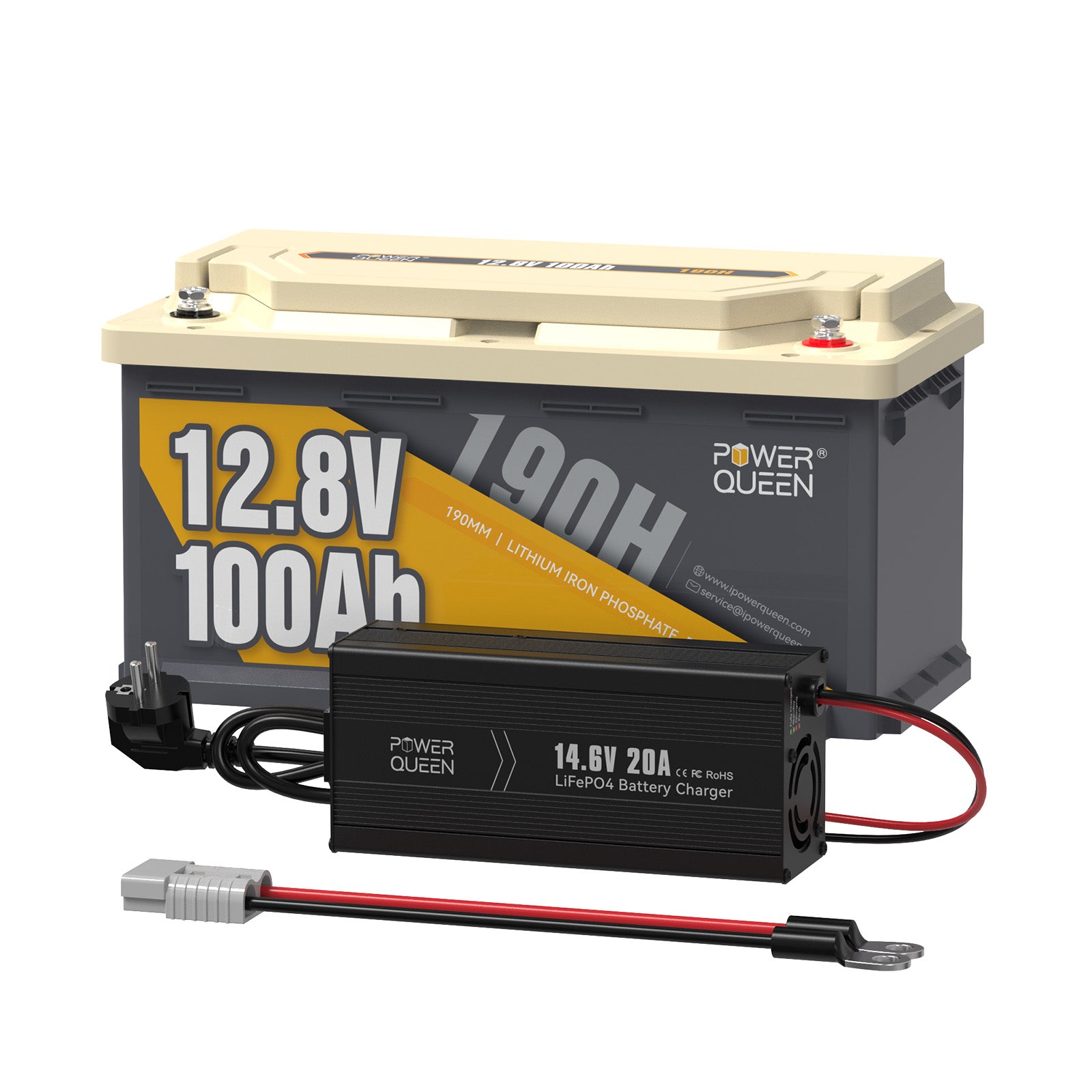 12,8V 100Ah Lithium Batterie mit Ladegerät