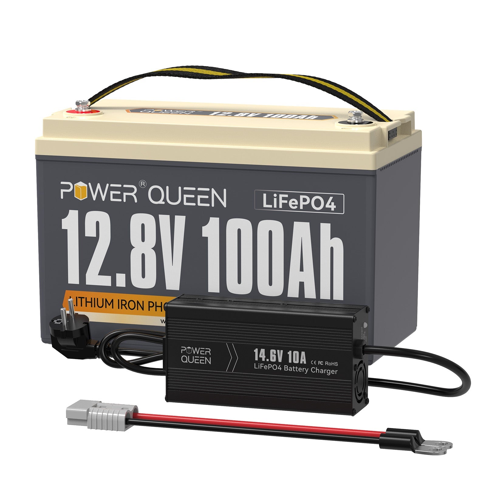 12,8V 100Ah Lithium Batterie mit 14,6V 10A Ladegerät