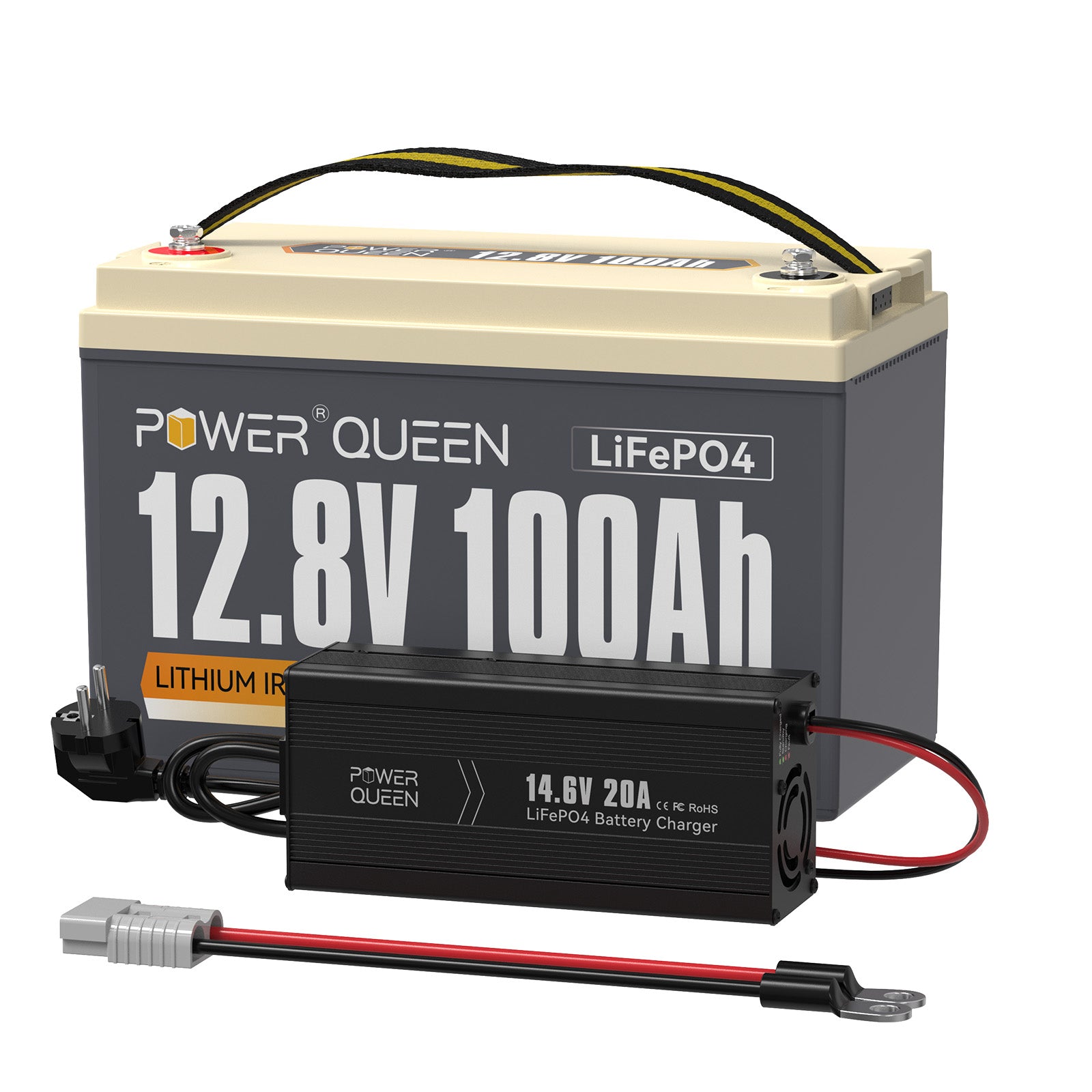 12,8V 100Ah Lithium Batterie mit 14,6V 20A Ladegerät