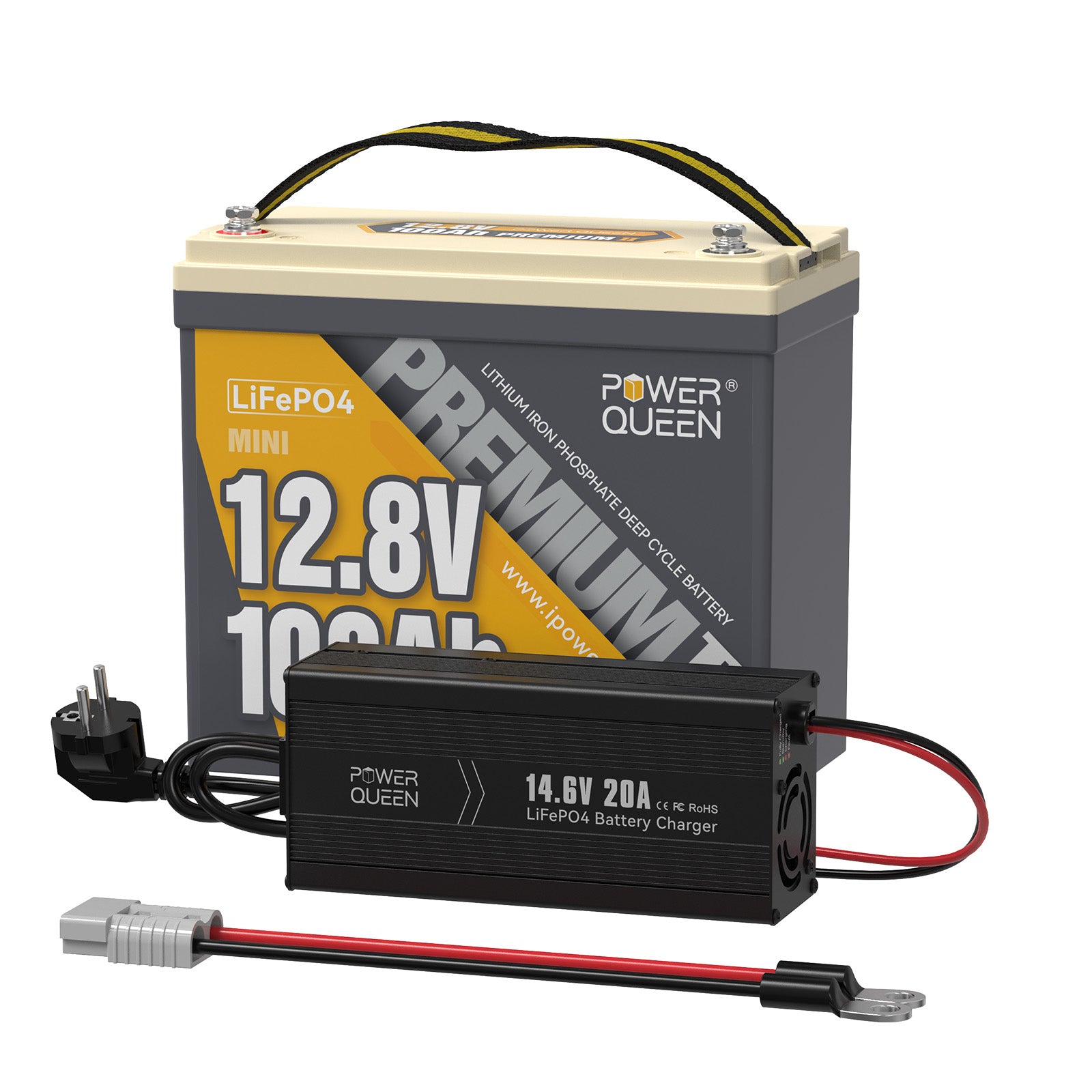 12,8V 100Ah Lithium Batterie mit 20A Ladegerät