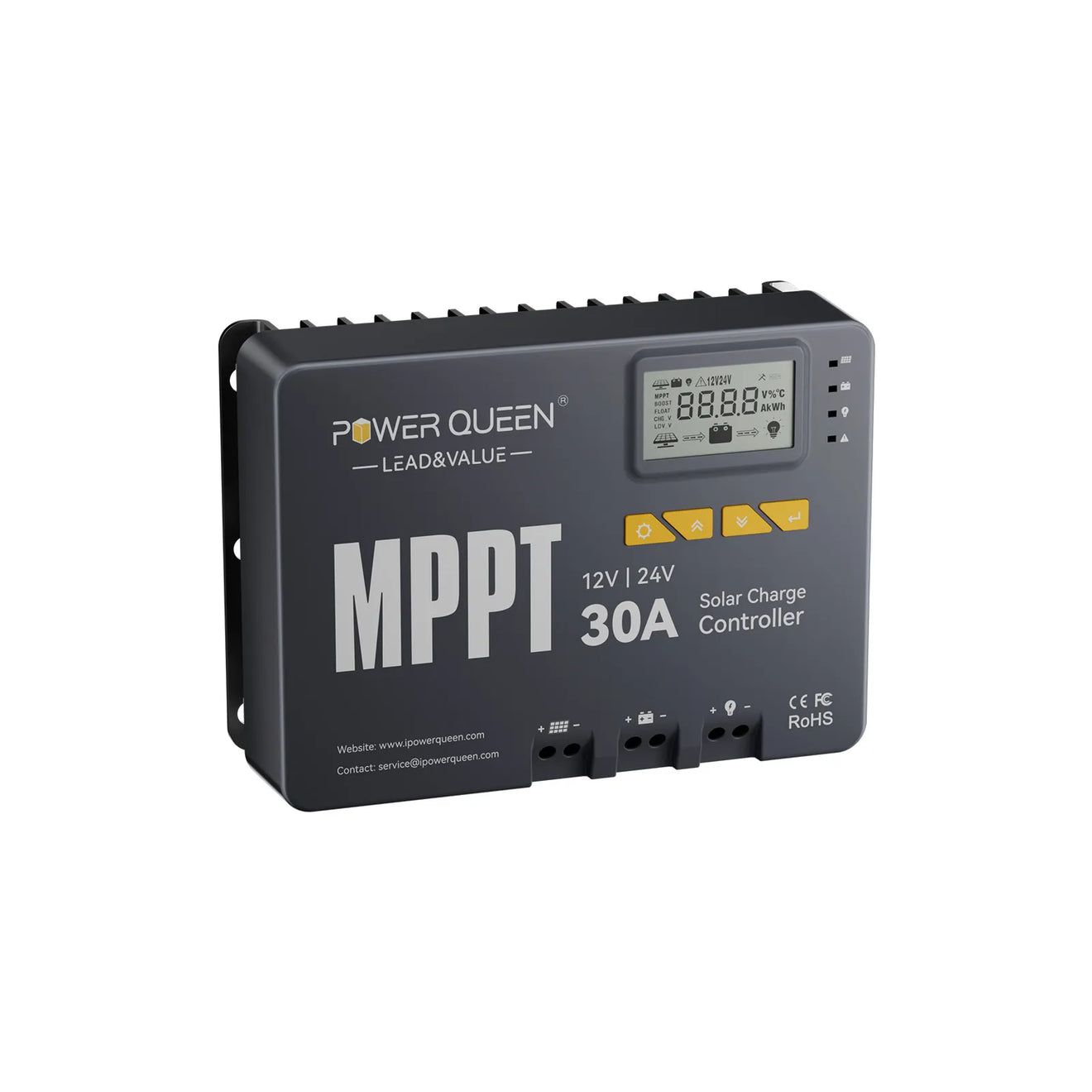 Power Queen MPPT 12/24V 30A Solarladeregler mit Bluetooth-Modul