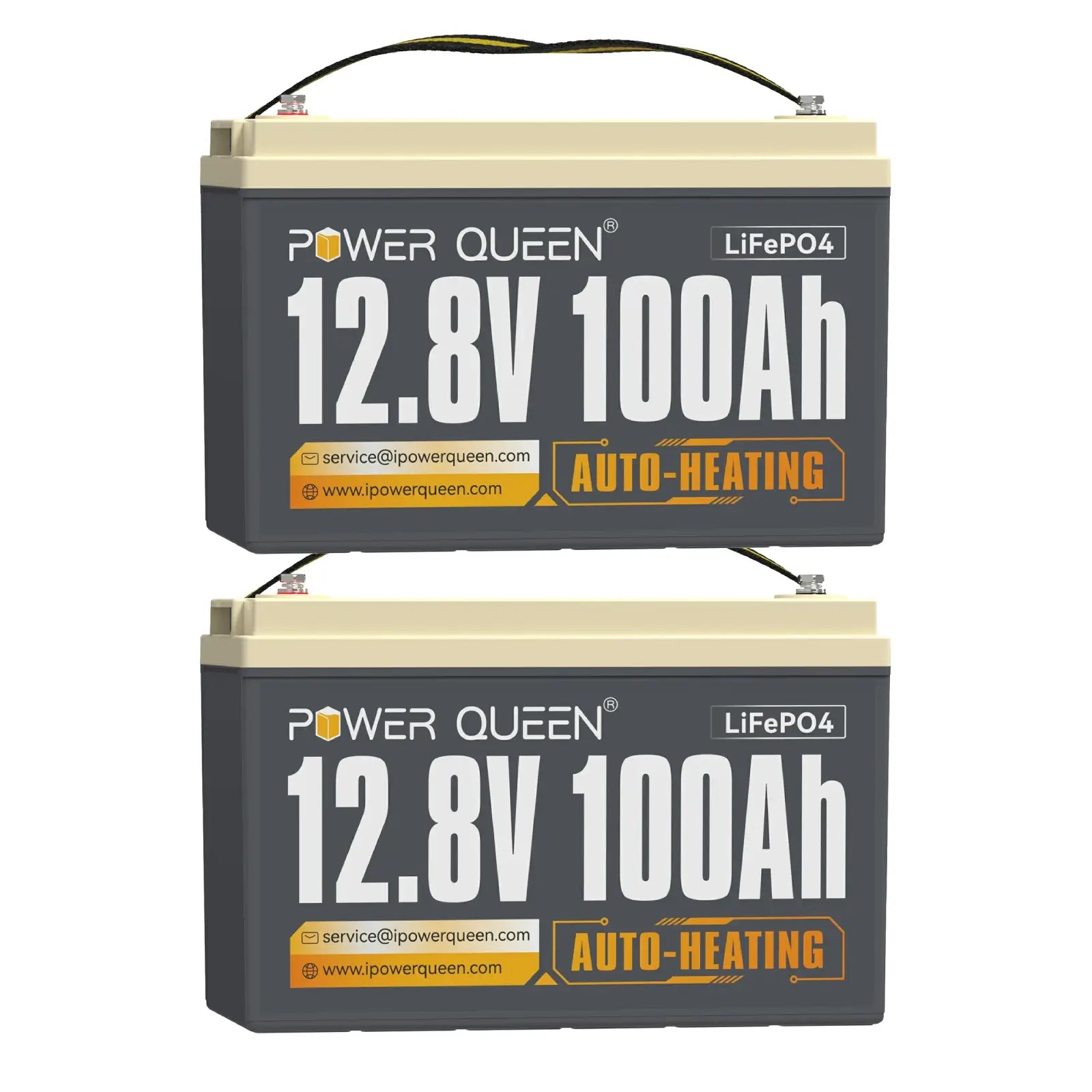 Power Queen 12V 100Ah zelfverwarmende LiFePO4-batterij, ingebouwd 100A BMS