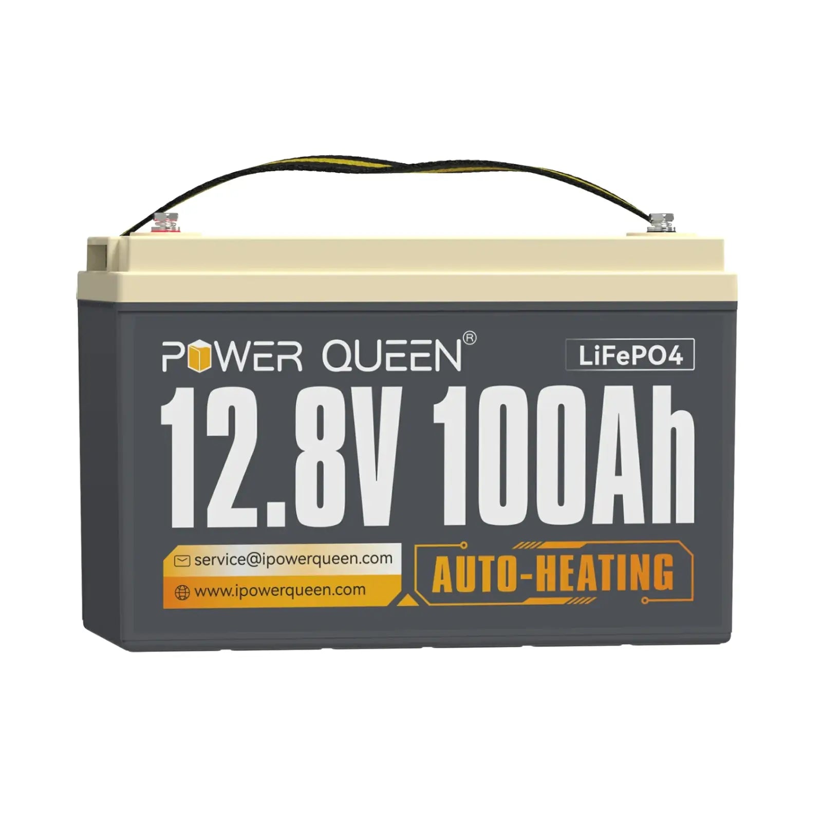 Power Queen 12V 100Ah zelfverwarmende LiFePO4-batterij, ingebouwd 100A BMS