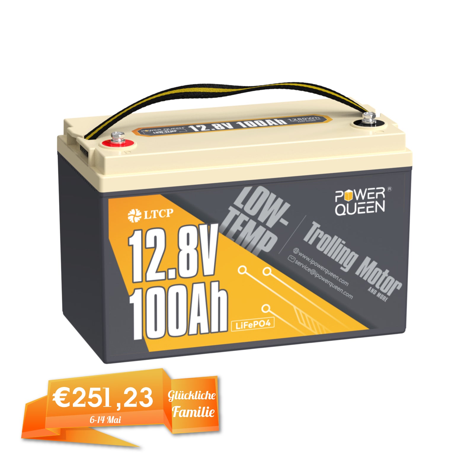 【0% IVA】Batería LiFePO4 de baja temperatura Power Queen 12V 100Ah con 100A BMS