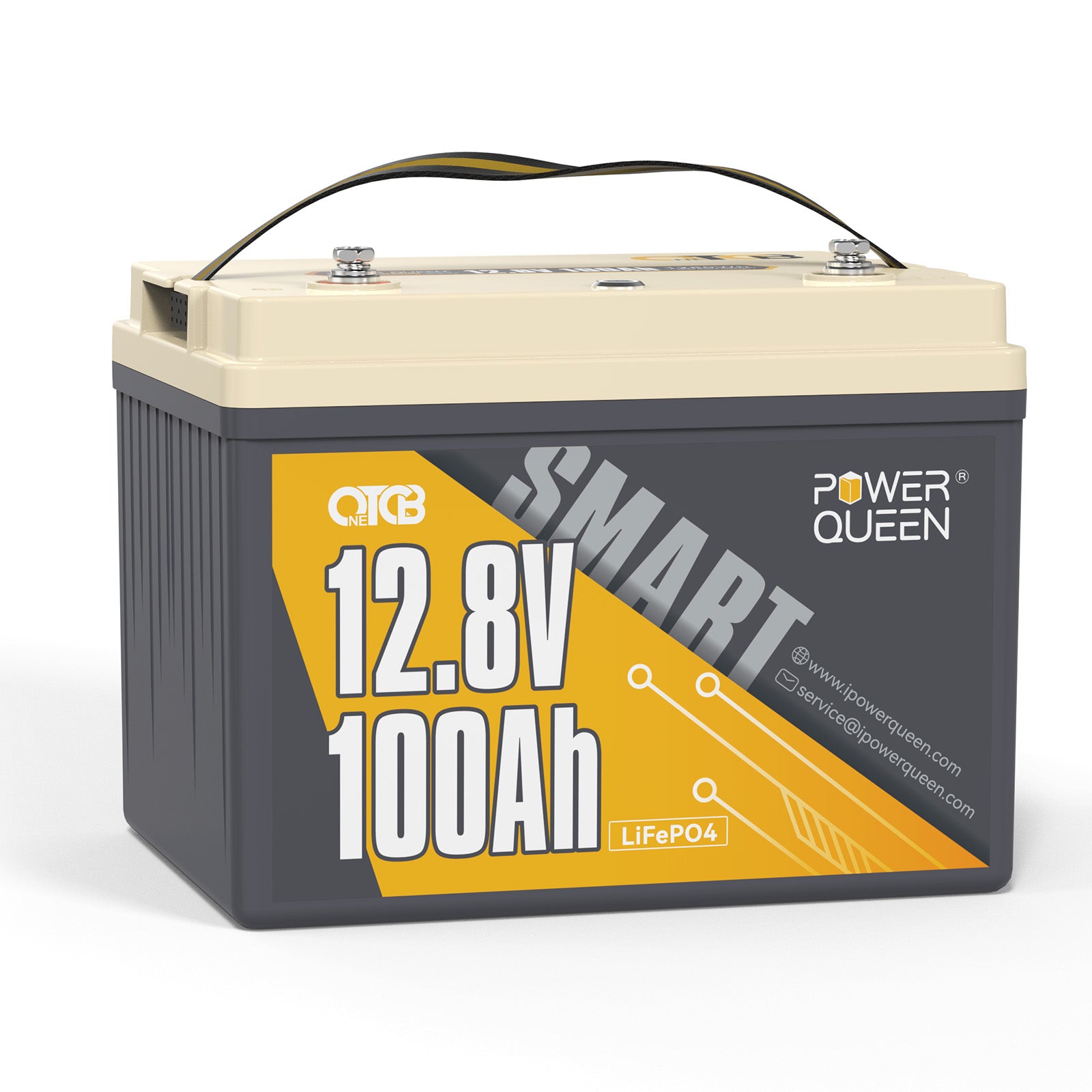Power Queen 12.8V 100Ah Low Temp OTCB LiFePO4 Battery, Built-in 100A BMS
