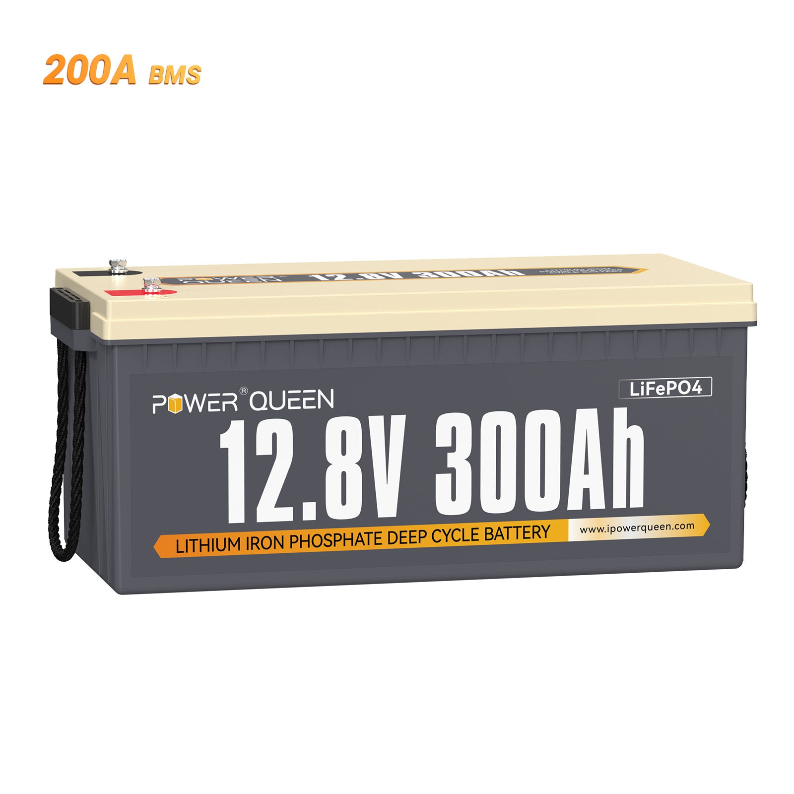 Batterie Power Queen 12V 300Ah LiFePO4, BMS 200A intégré