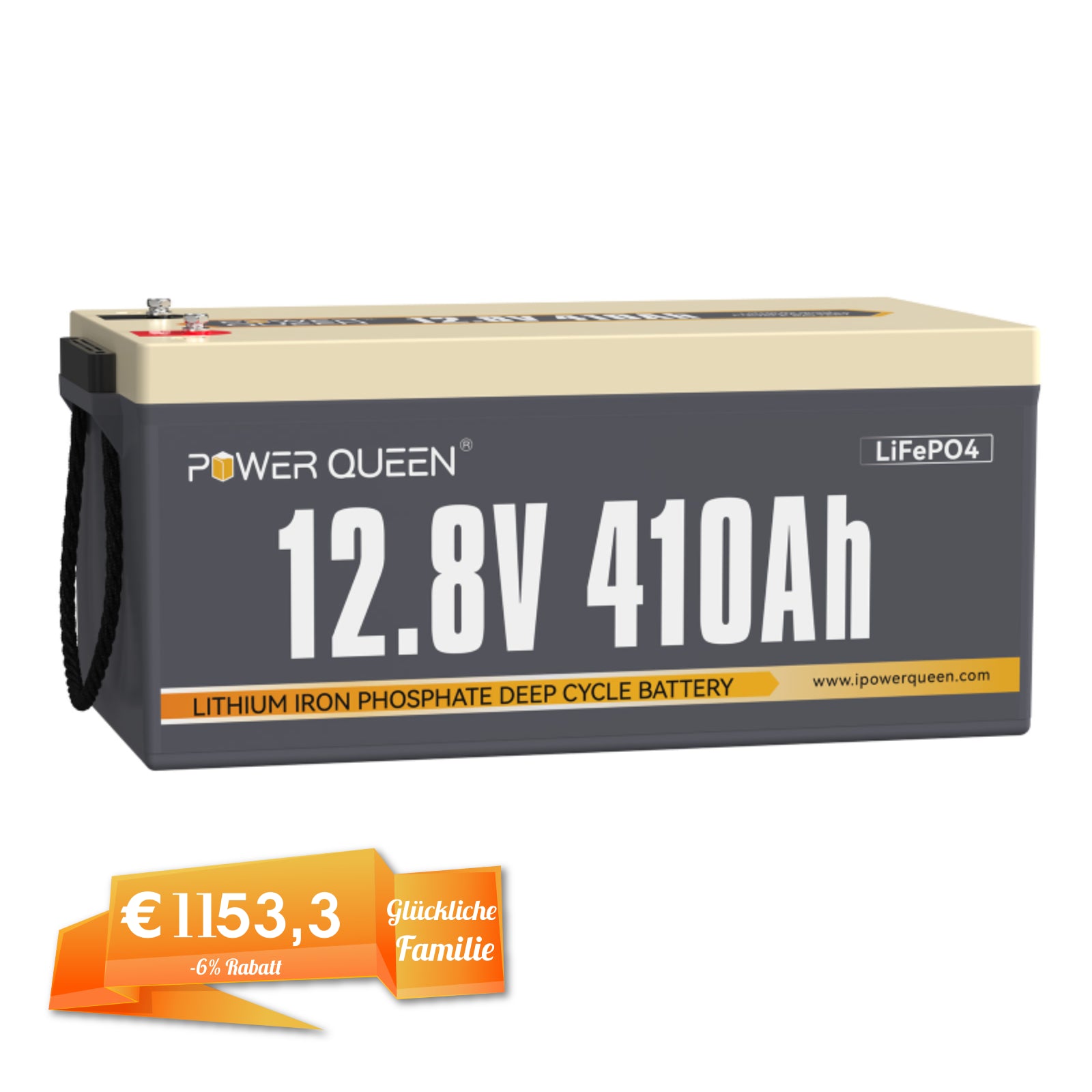 【TVA 0%】 Batterie Power Queen 12V 410Ah LiFePO4, BMS 250A intégré