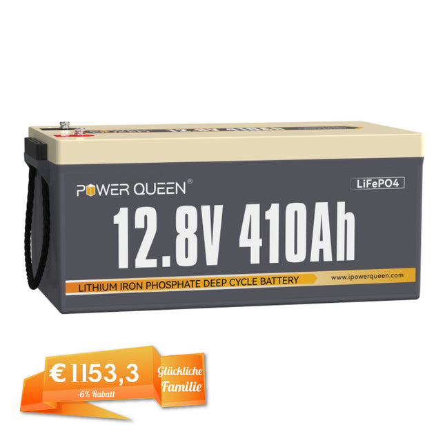 【0% BTW】Power Queen 12V 410Ah LiFePO4-batterij, ingebouwd 250A BMS