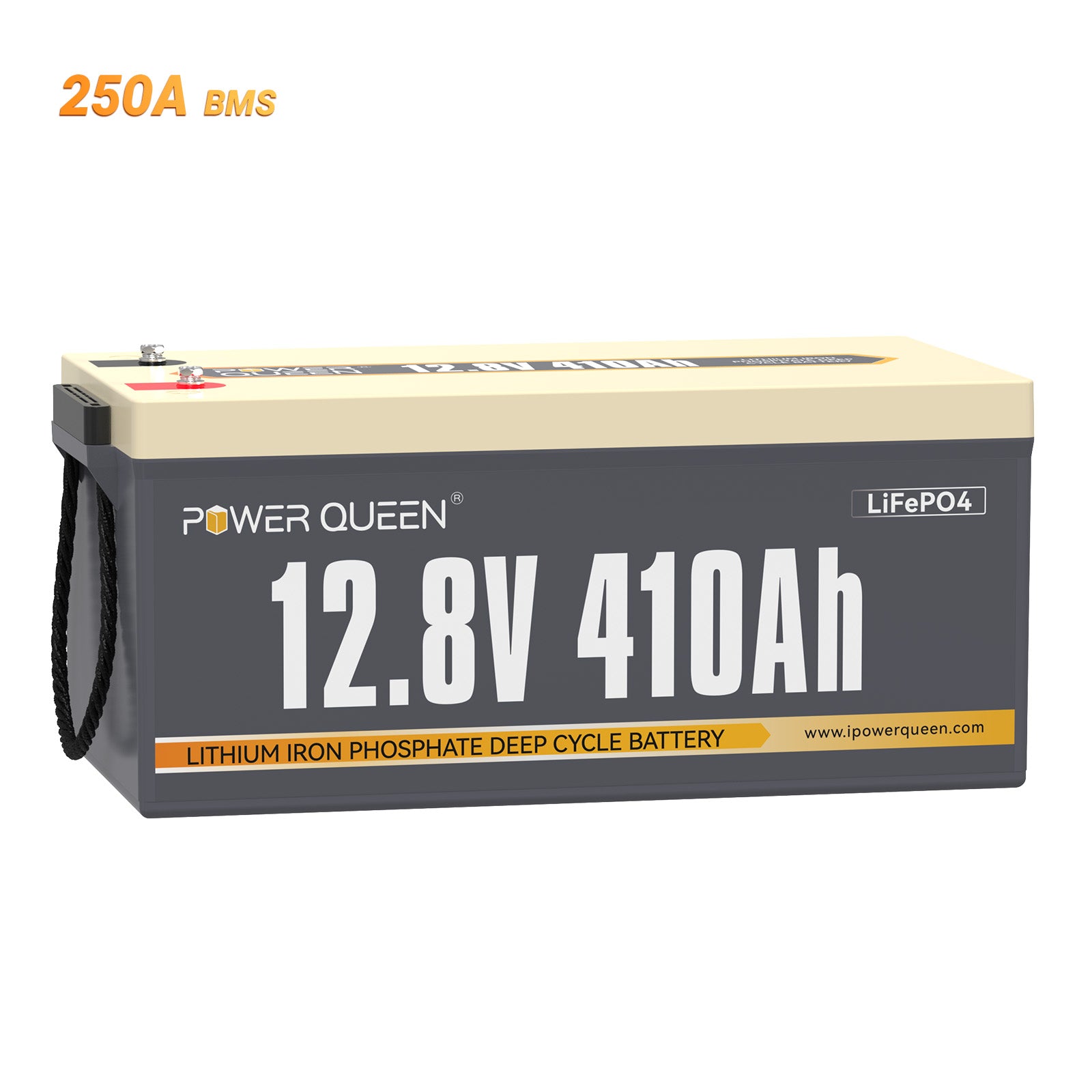 Power Queen 12V 410Ah LiFePO4 battery, built-in 250A BMS