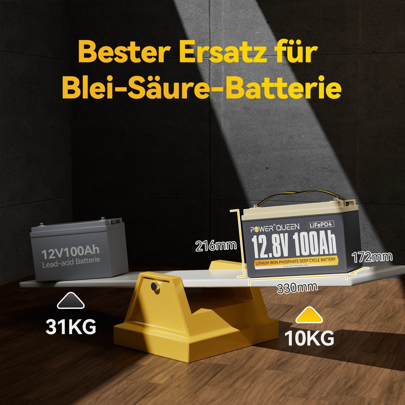 Bateria Power Queen 12V 100Ah LiFePO4, 100A BMS integrada