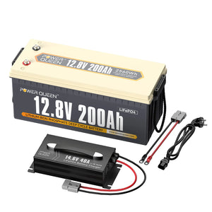 (0% ПДВ) Акумулятор Power Queen 12V 200Ah LiFePO4, вбудована система управління будинком 100A