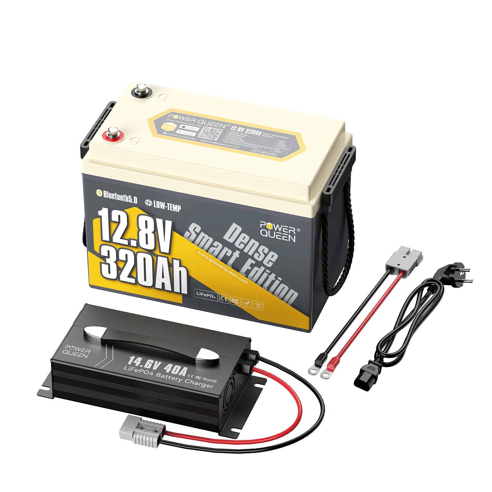 Power Queen 12V 320Ah Dense Smart LiFePO4 Batterie für Wohnmobil-Untersitz