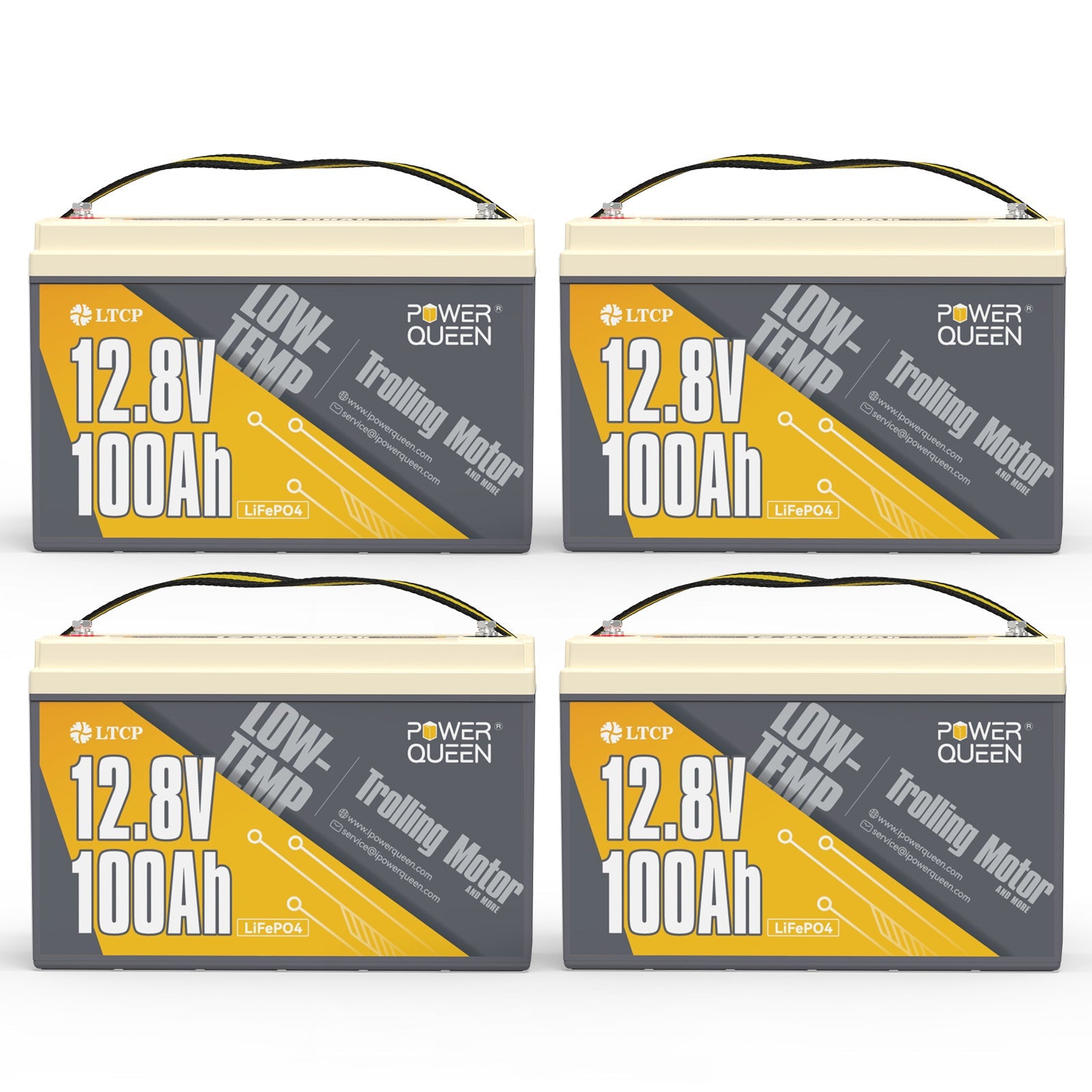 【0% BTW】Power Queen 12,8 V 100 Ah LiFePO4-batterij met lage temperatuur, 100 A BMS voor trollingmotor