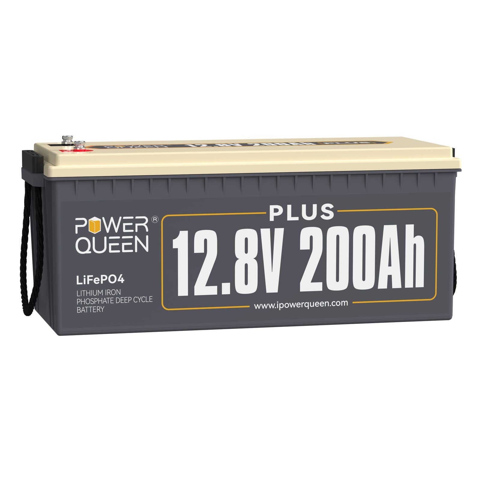 Power Queen 12.8V 200Ah Plus LiFePO4 Battery, Built-in 200A BMS