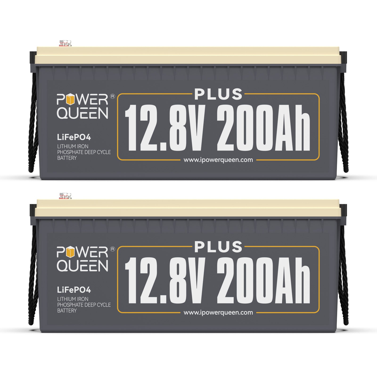 Power Queen 12.8V 200Ah Plus LiFePO4 Battery, Built-in 200A BMS
