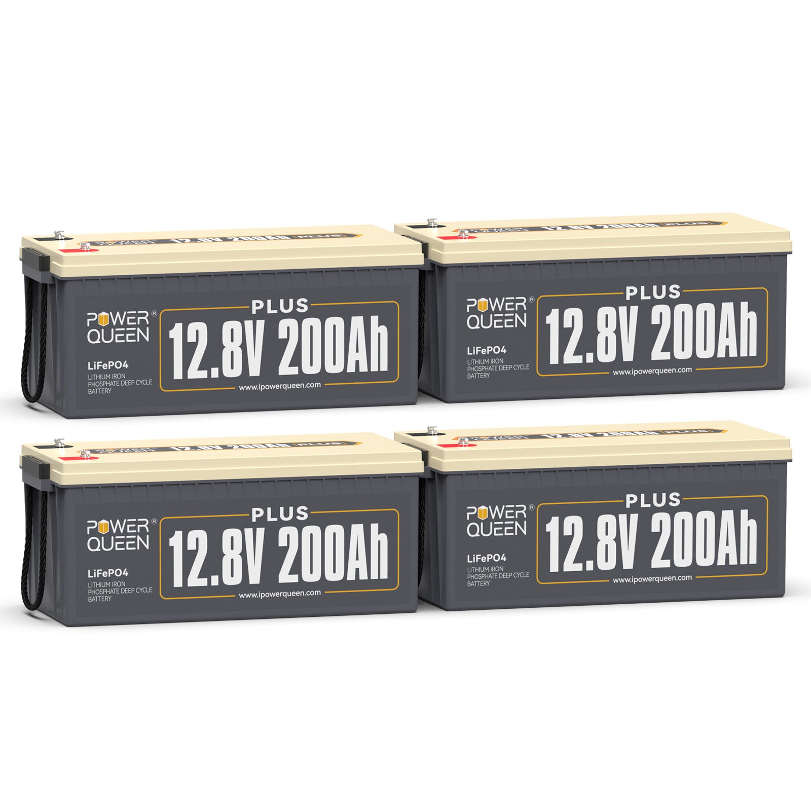 Power Queen 12V 200Ah Plus LiFePO4 Batterie, Eingebautes 200A BMS