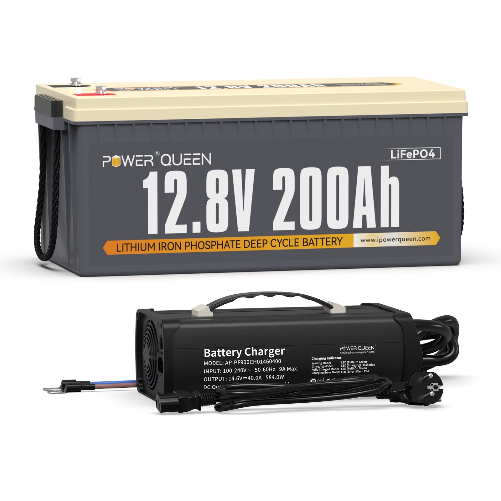 【0% VAT】Power Queen 12.8V 200Ah LiFePO4 battery, Built-in 100A BMS