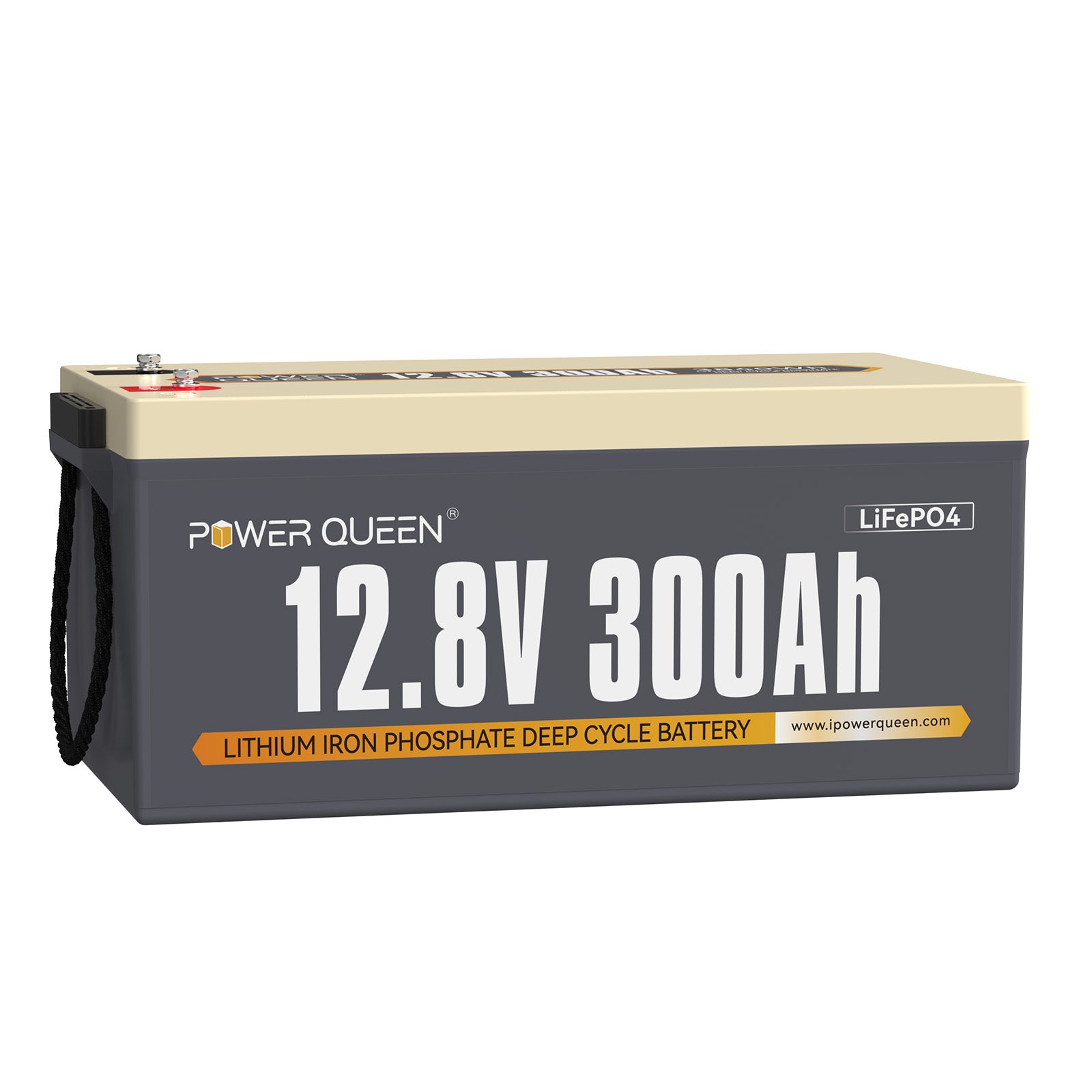 Power Queen 12V 300Ah LiFePO4 Batterie, Integriertes 200A BMS