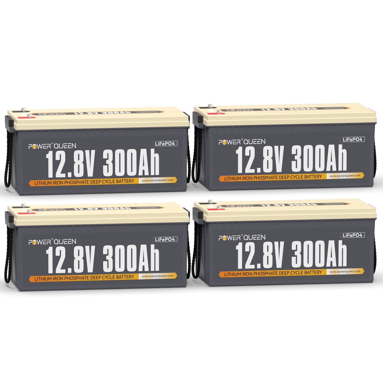 Power Queen 12,8V 300Ah LiFePO4 Batterie, Integriertes 200A BMS