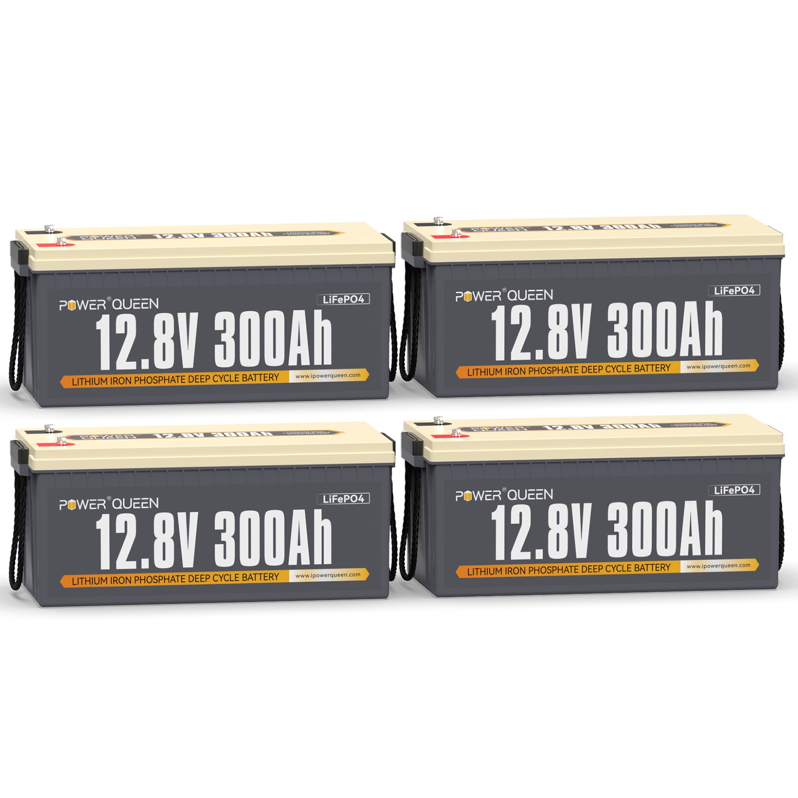 Power Queen 12V 300Ah LiFePO4 Batterie, Integriertes 200A BMS