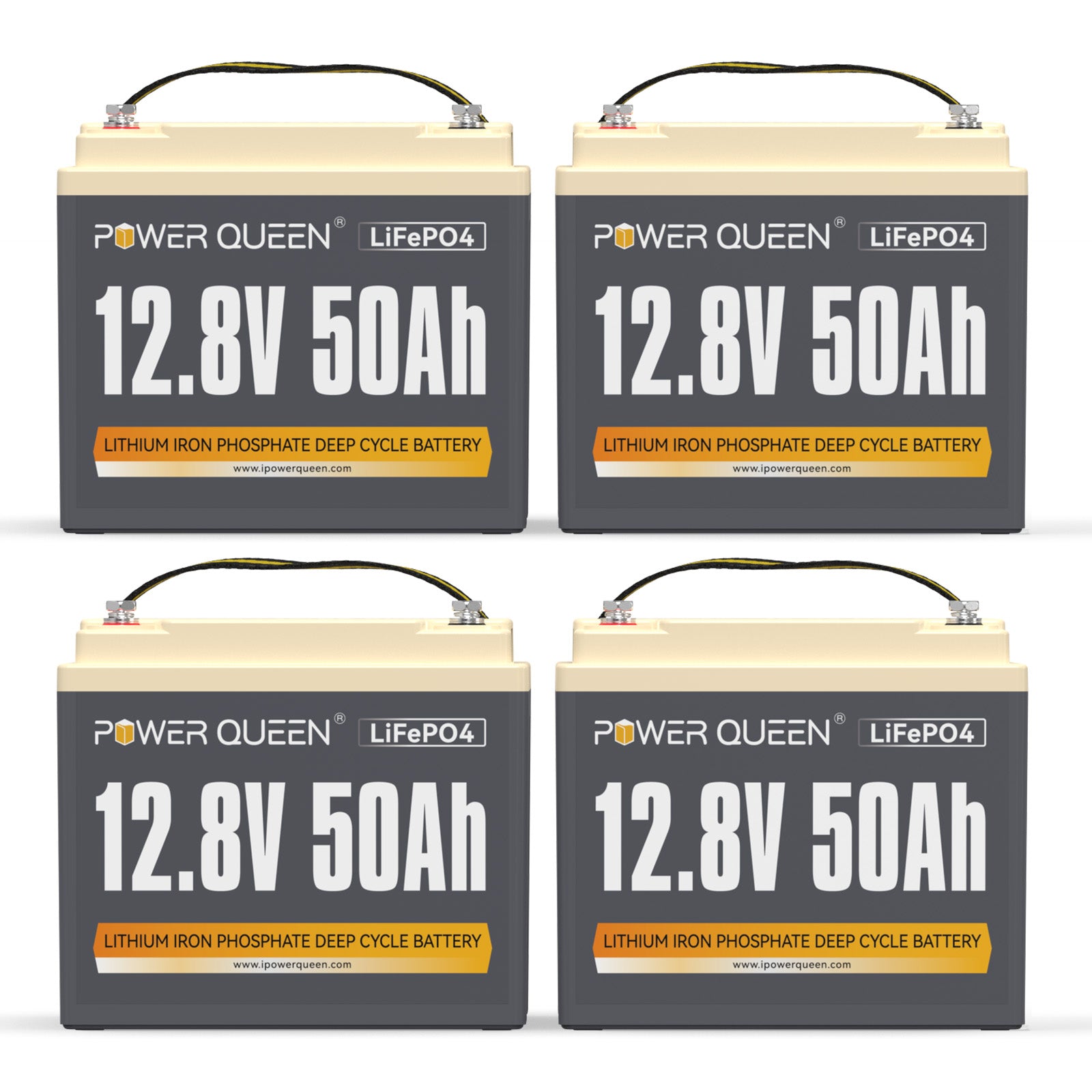 Power Queen 12.8V 50Ah LiFePO4 battery, built-in 50A BMS