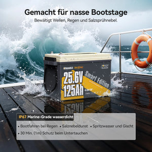 Power Queen 24V 125Ah Smart LiFePO4 Bootsbatterie mit Selbstheizung