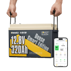 (0% MwSt.)Power Queen 12V 320Ah Dense Smart LiFePO4 Batterie mit Bluetooth